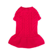 Geometric Cable Design Red Acrylic Sweater Dress - $27.95