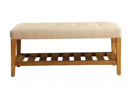 40&quot; X 16&quot; X 18&quot; Beige And Oak Simple Bench - £219.25 GBP