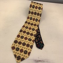Tommy Hilfiger Tie -  3.25&quot; in Gold Blue Red Mixed Print 100% Silk Necktie 59&quot; - £11.18 GBP