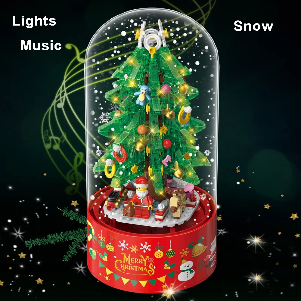 Christmas Lighting Tree Building Blocks  Bricks Creative Music Box 629pcs - £56.41 GBP