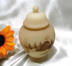 3346 Vintage Handpainted Fenton Down By The Station Temple Jar - £90.11 GBP