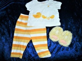 Baby Clothes Oshkosh Yellow Orange White Stripe Bird Chick Duck Stripe S... - $14.84