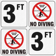 4 Pieces Swimming Pool Depth Marker Sticker 3 Ft No Diving Adhesive Pool Signs S - £14.21 GBP