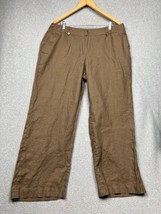 Madison Linen Chino Straight Pants Womens Plus 18W Brown Beach Summer Mi... - £28.07 GBP