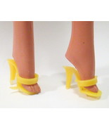 Vintage 1980s Open Toe Yellow High Heel Stiletto Shoes for Barbie Doll - £5.88 GBP