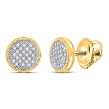 14kt Yellow Gold Womens Round Diamond Circle Earrings 1/6 Cttw - £338.52 GBP