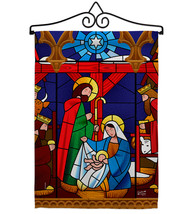 Stained Glass Nativity - Impressions Decorative Metal Wall Hanger Garden Flag Se - £22.00 GBP