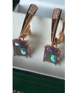 Vintage 1990s 14 kt rolled gold mystic topaz zircon earrings - hallmarke... - $101.73 CAD