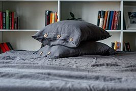 Charcoal Gray Cotton Bedding Set Washed Cotton Duvet Cover 3pcs Set Char... - £50.91 GBP+