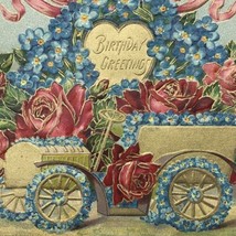 Car Roses 1909 Vintage Postcard  Antique Embossed Automobile Flowers - £7.87 GBP