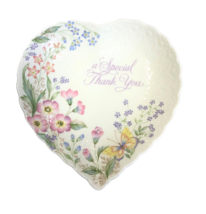 Vtg Mikasa Bone China Decorative Heart Candy Trinket Dish A Special Thank You - £20.10 GBP