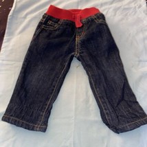 Gymboree Baby Boy  Denim Jeans Pants 6-12 Months Dark Blue Red Waist 17” - $5.70