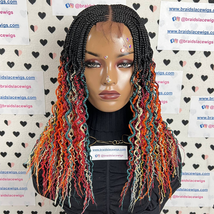 Top Cornrow Wavy Curls Rainbow Box Braids Braided Curly Wig Multi-Colored 18&quot; - £139.70 GBP