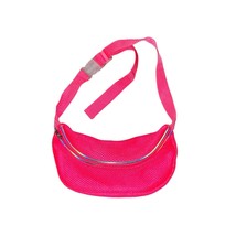 Neon Barbie Pink Mesh Knit Fanny Pack Festival Concert Beach Belt Bag - £18.12 GBP