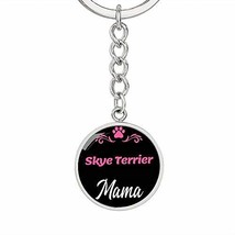 Dog Mom Keyring Skye Terrier Mama Circle Keychain Stainless Steel Or 18k Gold - £26.00 GBP