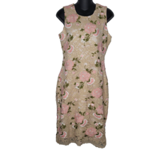 Calvin Klein Dress Women 8 Beige Spring Floral Lace Sheath Knee Length C... - £35.13 GBP