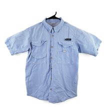 Columbia PFG SS Button Up Blue Plaid Vented Fishing Shirt Y XL Omni Shad... - £19.42 GBP