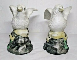 Vintage Pair Of White Doves Porcelain Ceramic Sculptures Figurines Birds On Rock - £16.45 GBP