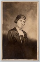 RPPC Older Woman Mean Face Studio Portrait Postcard H24 - £5.19 GBP