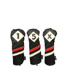 Majek Retro Golf 1 5 X Driver &amp; Woods Headcover Black Red White Leather Style - £28.69 GBP