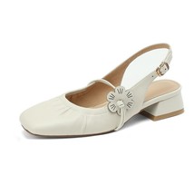 Cowhide Slingback Buckle Strap Ladies Elegant Pumps Dress Prom Flowers Shoes3 CM - £80.03 GBP