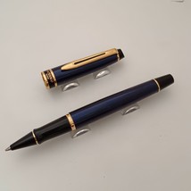 Waterman Expert Prussian Blue Gold Trim Rollerball Pen Made in France - $137.56