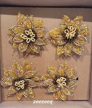Cynthia Rowley Sunflower Beaded Napkin Rings Set Of 4 - $35.63