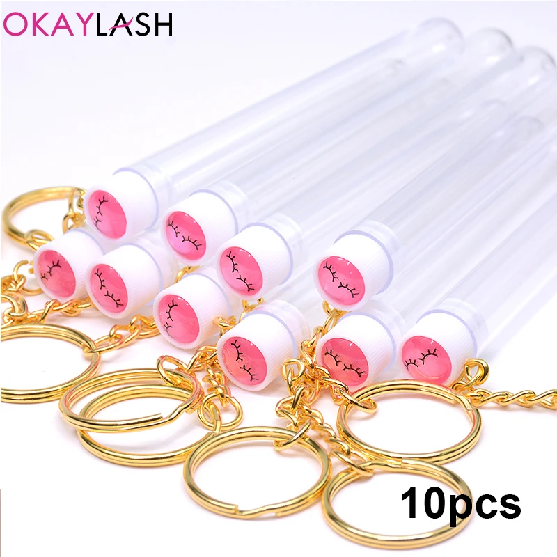 E clear eyelash brush tube empty lash mascara wand spoolies plastic case with key chain thumb200