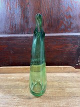 Green Art Glass Pitcher Ewer Green Glass with Long Spout Art Glass Pitcher - $43.52