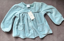 NWT Baby GAP Girl&#39;s Holiday Blue Snap Button Cardigan Jacket 6-12 Months - £31.63 GBP