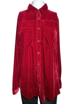 Umgee Small Deep Red Velvet Shirt Dress Tunic Hi Low Women’s Long Sleeve - $18.18