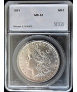 1881 MOGAN SILVER DOLLAR  WITH SHARP DETAILS AND MINT-LIKE LUSTER - £82.06 GBP
