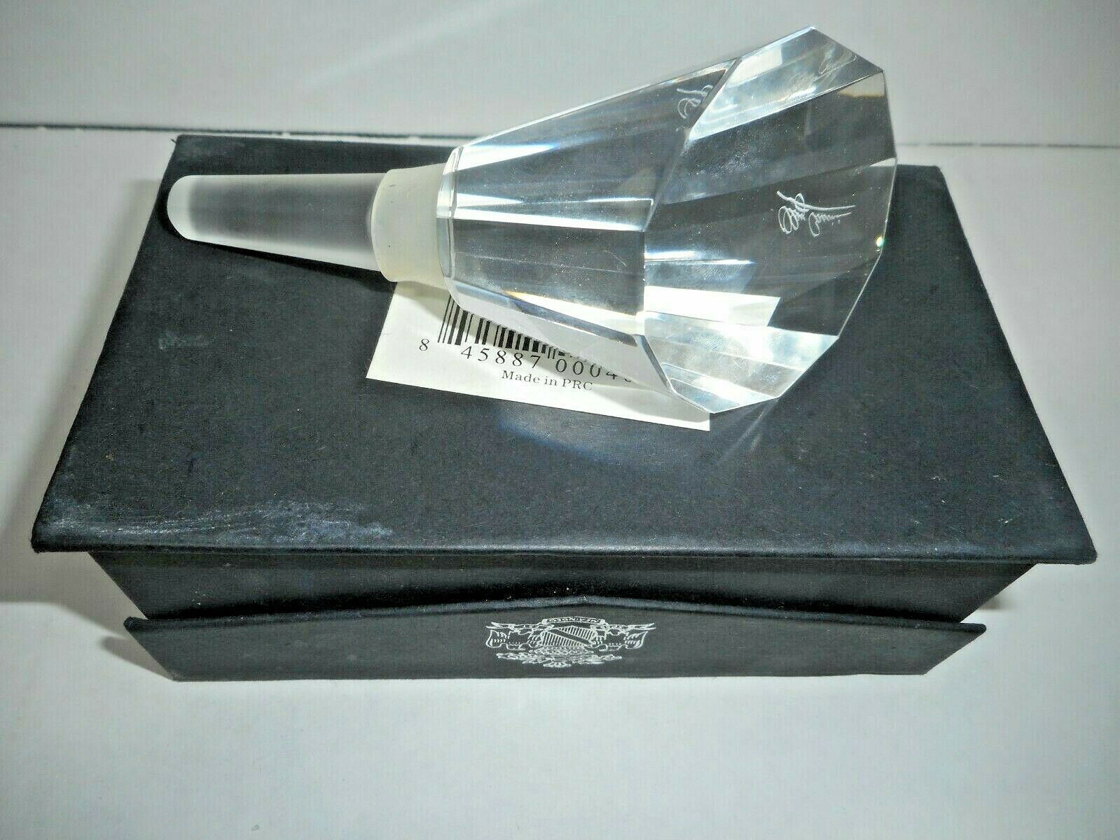 Oleg Cassini Faceted Crystal Solid Glass Bottle Stopper w/Etched Signature - £15.68 GBP