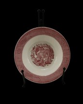 Royal China Currier and Ives PINK RED Maple Sugaring Underglaze Print 53... - $10.87
