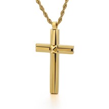 Christian Cross Pendant Necklace Men Prayer Stainless Steel Crux Chain C... - £15.14 GBP