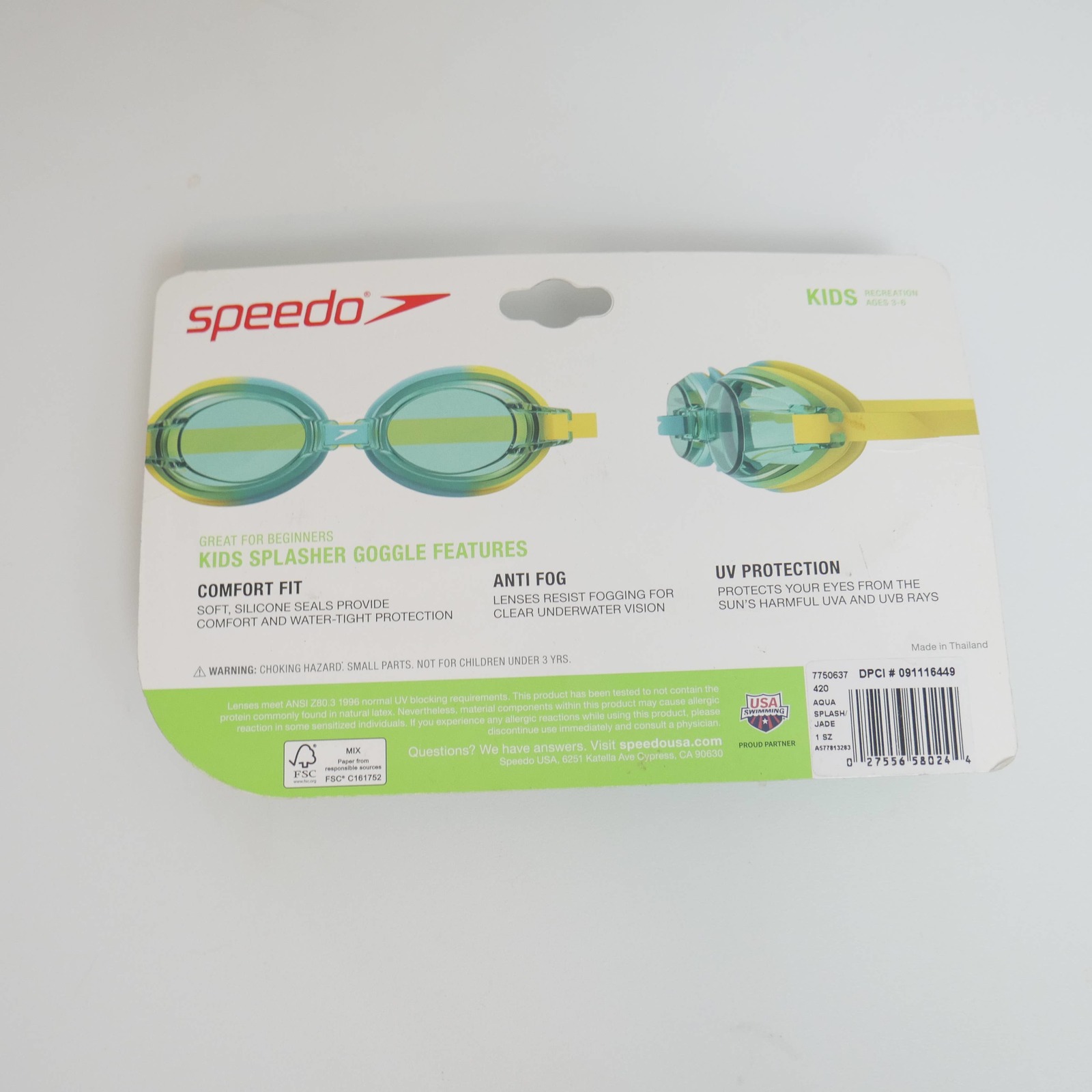 Speedo Kids Splasher Comfort Fit Anti Fog Swimming Goggles (Ages 3-6) - $7.71