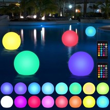2 Pcs 8 Inch Floating Pool Light Rechargeable Plastic Led Ball Light With Remote - $91.99