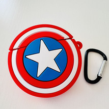 Apple AirPods 1 / 2 Case Captain America Shield Avengers Superhero Silicone Earp - £10.42 GBP