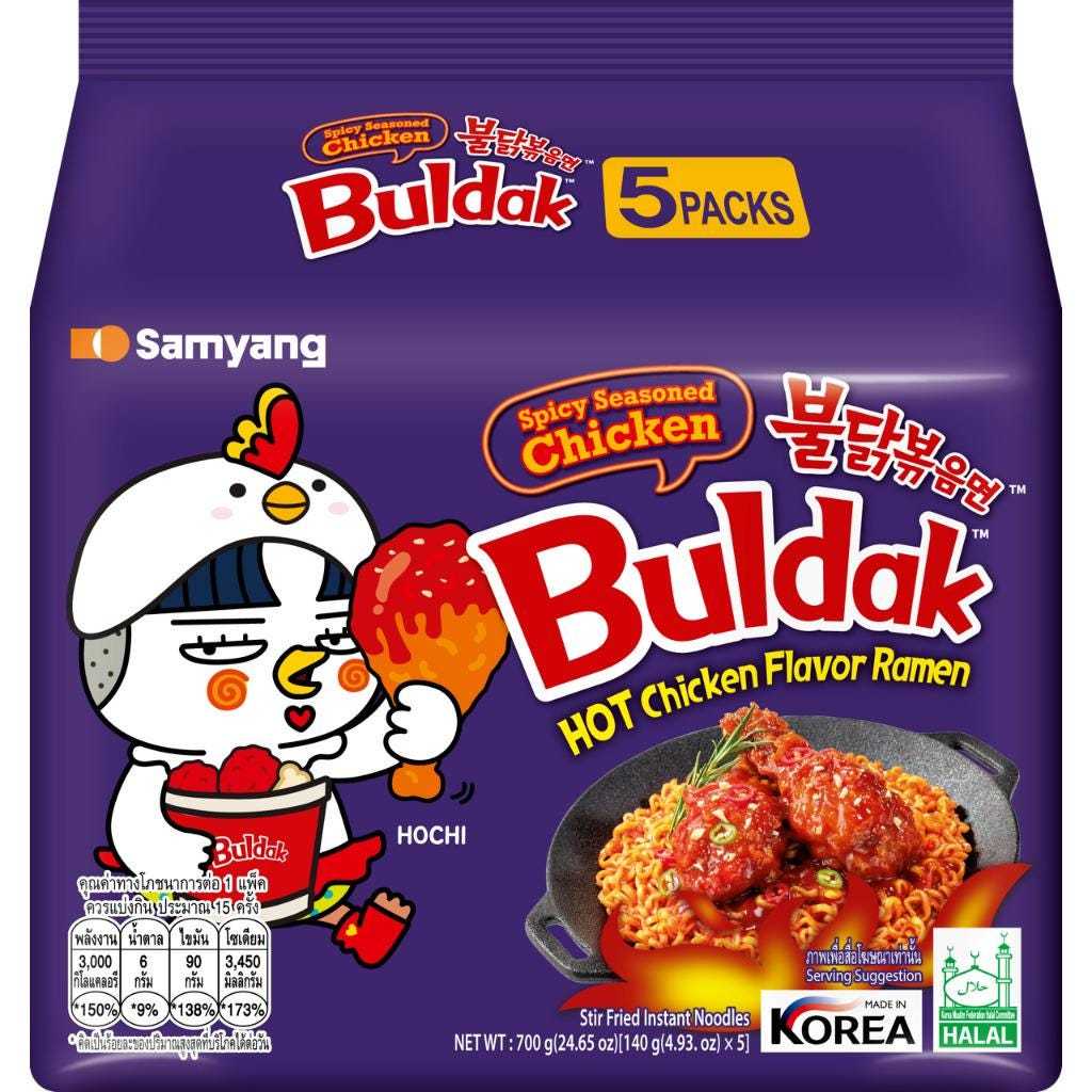 Samyang  Spicy Seasoned Chicken Buldak Noodle Ramen  - 5 packs
