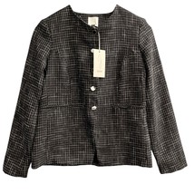 Joie Blazer Womens S Black Tweed Button Front Structured Jacket Office C... - $38.49