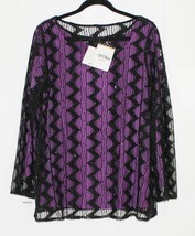 Bob Mackie&#39;s Embroidered + Beaded Women&#39;s Cardigan A92676 - Purple - Med... - $46.95