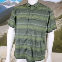 Kuhl Intriguer Shirt Mens XL Green Stripe Snap Front Short Sleeve Stretc... - £17.05 GBP