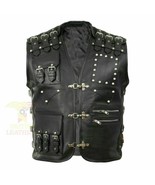 Texas Men&#39;s Genuine Cow Leather Heavy Buckled Rocker Biker Motorcycle Ve... - €77,90 EUR