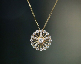 14K Gold Ferris Wheel Necklace- 925 Silver, gift, small,  zirconia diamonds - £44.89 GBP