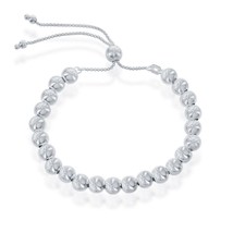 Sterling Silver 6MM Round Beads Adjustable Bolo Bracelet - £59.36 GBP