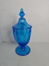 Westmoreland Blue Vintage Pedestal Cany Dish With Lid - $23.36