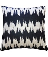 Pillow Decor - Ikat Stripes Black and Cream Throw Pillow 17x17 (PD2-0055... - £24.08 GBP