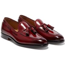 Footjunkies Red Oxide Apron Toe Tassel Loafer Premium Leather Men Wedding Shoes - £102.14 GBP