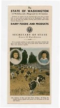 State of Washington Dairy Foods and Products Brochure 1930&#39;s - £21.67 GBP