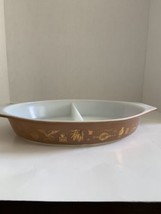 Vintage Pyrex Early Americana Divided Casserole Dish 1.5 Quart - Brown Gold - £15.17 GBP